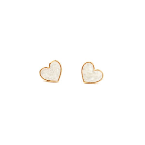 My Doris Small White Enamel Heart Stud Earrings