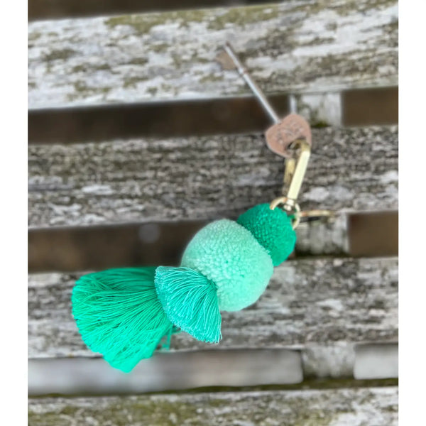 Pom Pom Galore, Mint Green Pom Pom Tassel Keyring, Bag Charm