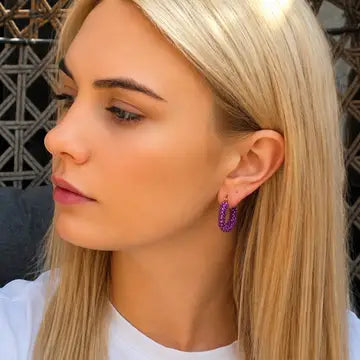 The Narratives Opaque Purple Mini Hoop Earrings