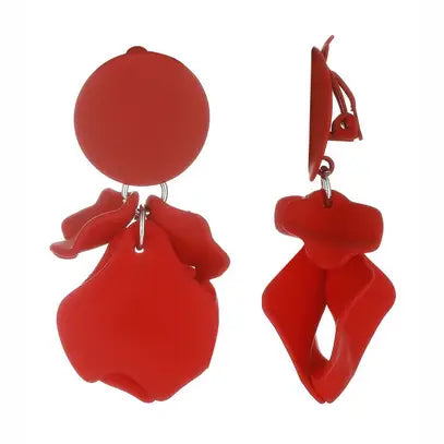 Belle Jewellery Red Acrylic Statement Clip On Earrings