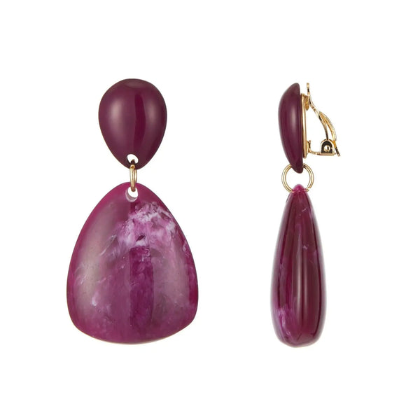 Belle Jewellery Purple Resin Statement Clip On Earrings