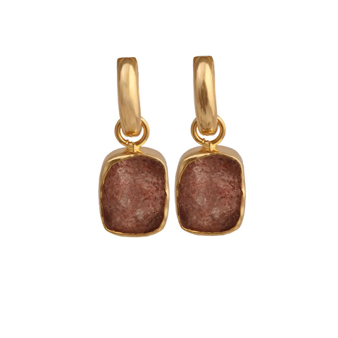 El Joyero Hand Made Raw Cherry Quartz Huggie Hoop Earrings