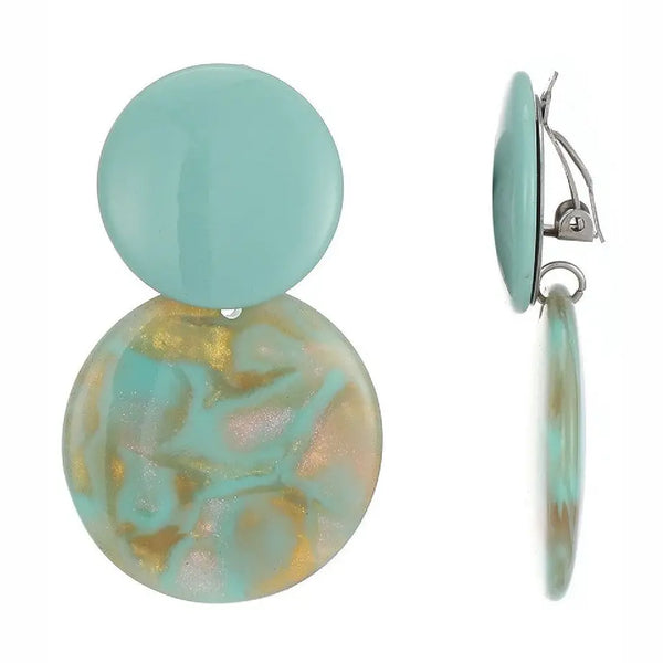 Belle Jewellery Opaline Green Resin Statement Clip On Earrings