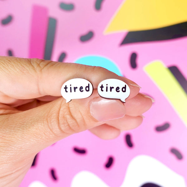 Silly Loaf Tired Speech Bubble Stud Earrings