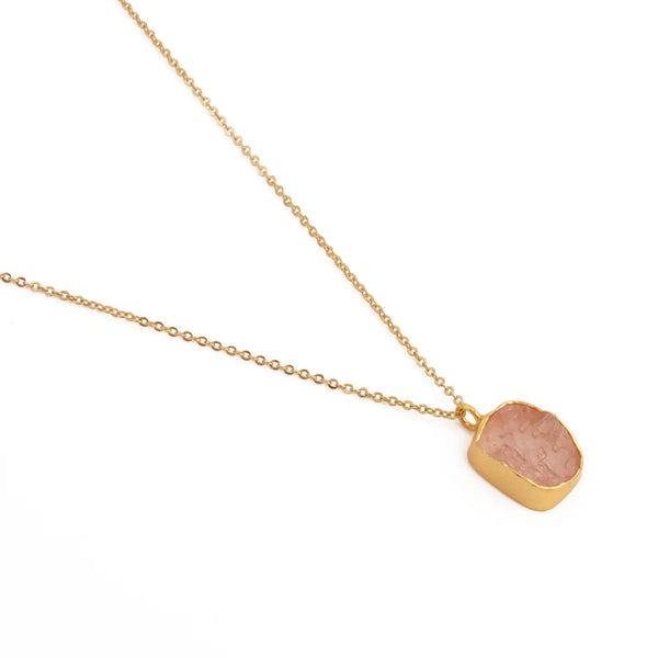 El Joyero Raw Rose Quartz Gemstone Necklace