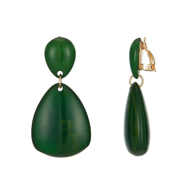 Belle Jewellery Green Resin Statement Clip On Earrings