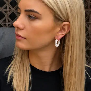 The Narratives White Mini Beaded Hoop Earrings