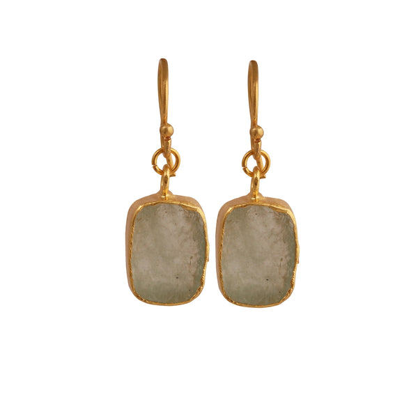El Joyero, Handmade Raw Aquamarine Gemstone Dangle Earrings