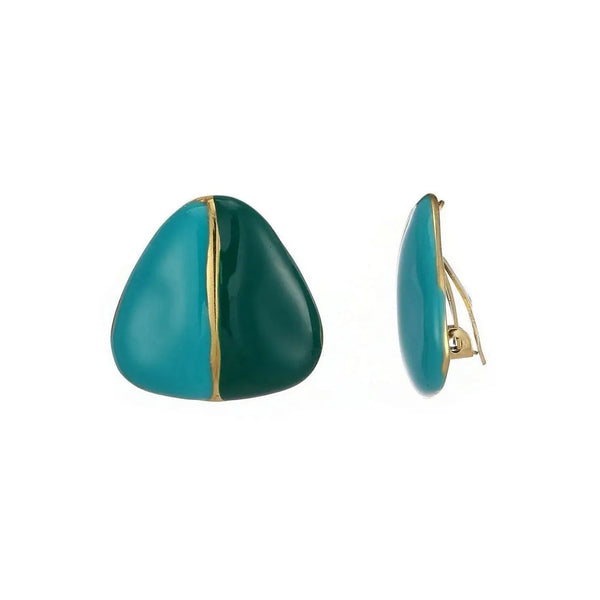 Belle Jewellery Green Enamelled Triangle, Clip On Earrings
