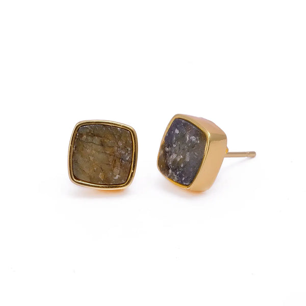 El Joyero Hand Made Raw Labradorite Stud Earrings