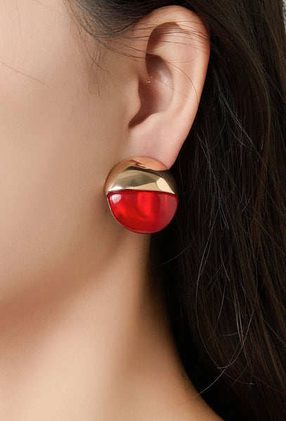 Belle Jewellery Green Resin Statement Clip On Earrings