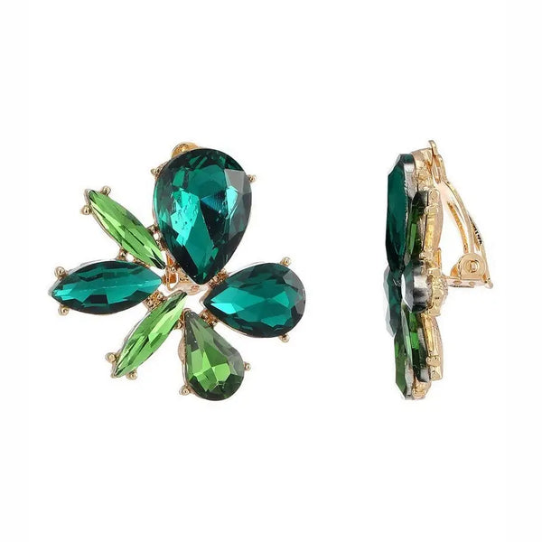 Belle Jewellery Green Crystal Statement Clip On Earrings