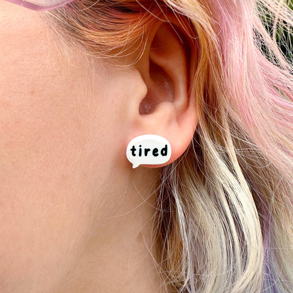 Silly Loaf Tired Speech Bubble Stud Earrings