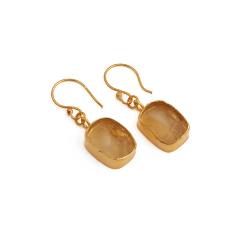 El Joyero Handmade Raw Citrine Gemstone Stud Earrings