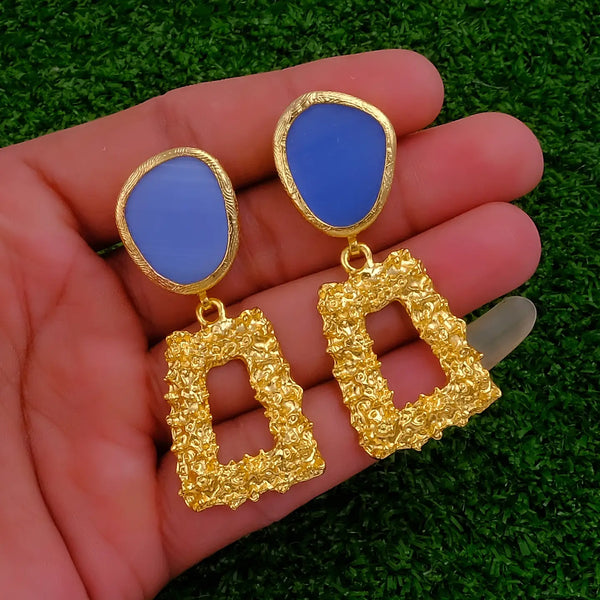 El Joyero Hand Made Statement Blue Cat's Eye Gemstone Earrings