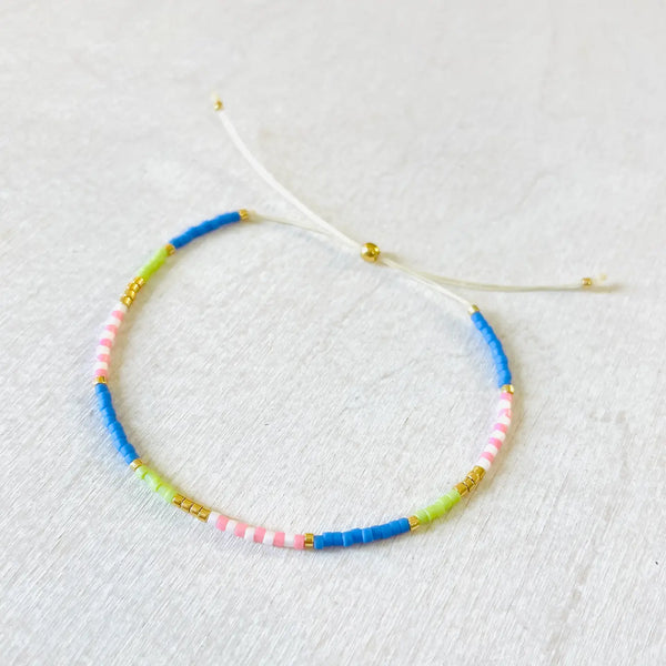 Atteline Blue, Pink & Green Miyuki Bead Bracelet