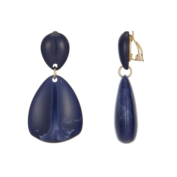 Belle Jewellery Navy Blue Resin Statement Clip On Earrings