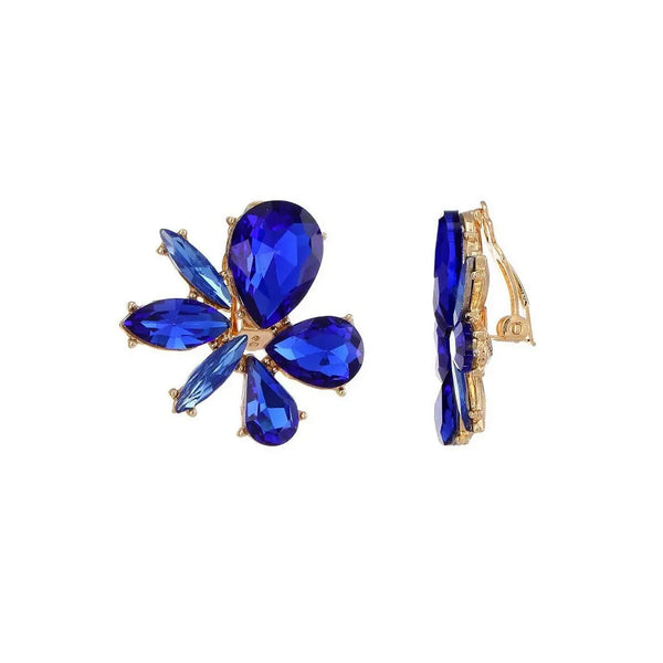 Belle Jewellery Royal Blue Crystal Statement Clip On Earrings.