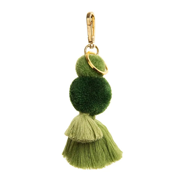 Pom Pom Galore, Moss Green Pom Pom Tassel Keyring, Bag Charm