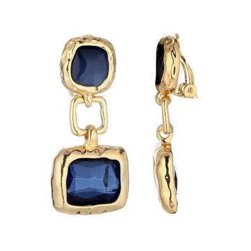 Belle Jewellery Navy Crystal Clip On Statement Earrings