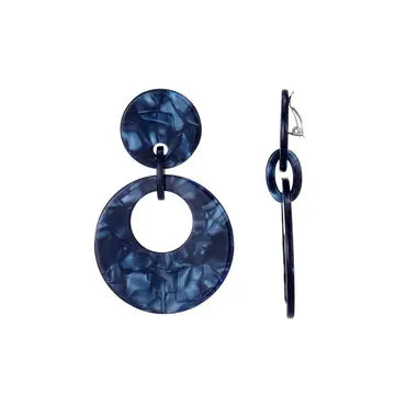 Belle Jewellery Navy Blue Resin Statement Clip On Earrings