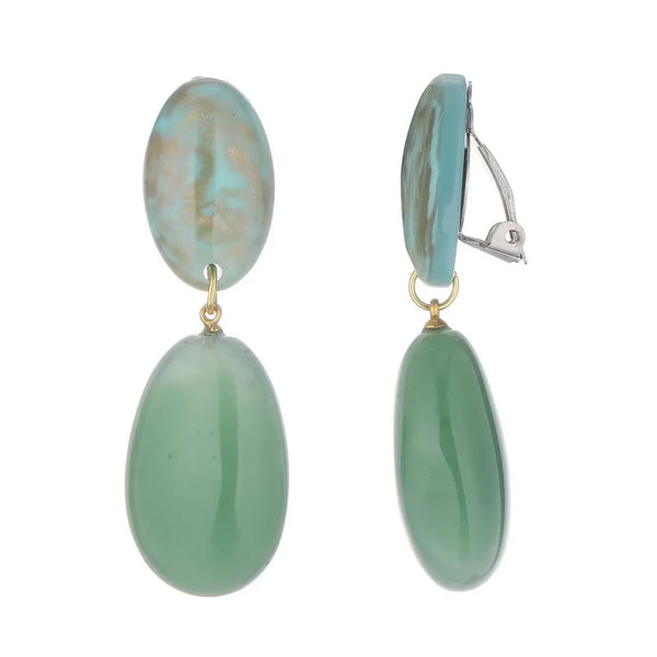 Belle Jewellery Green Resin Statement Clip On Earrings