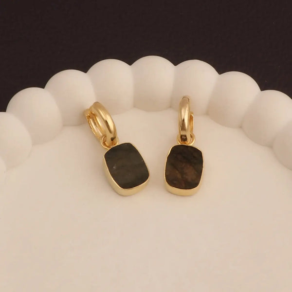 El Joyero Hand Made Labradorite Huggie Hoop Earrings