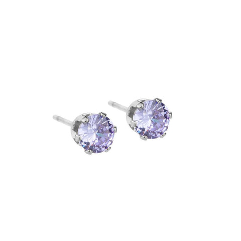 Last True Angel Silver Amethyst Lilac Crystal Stud Earrings