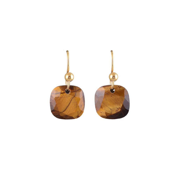 Last True Angel Brown Tiger Eye Faceted Drop Earrings