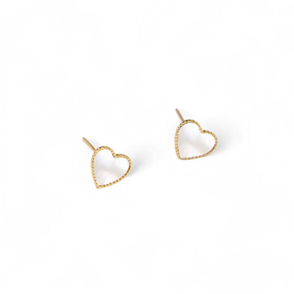 Last True Angel Mother Of Pearl Heart Stud Earrings