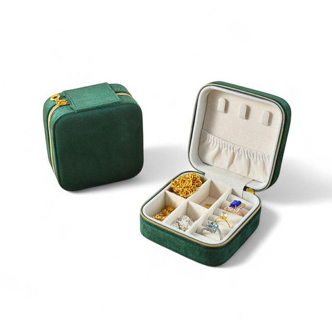 Last True Angel Dark Green Velvet Travel Jewellery Case