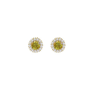 Last True Angel Olive Green & Gold Crystal Cluster Stud Earrings