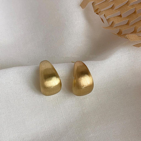 Last True Angel Brushed Gold Chunky Stud Earrings