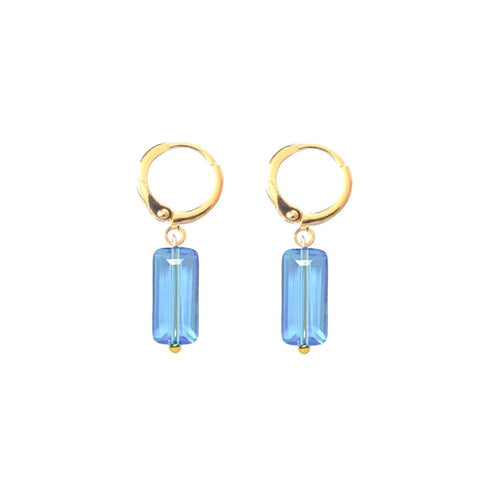Last True Angel Azure Blue Gold Huggie Hoop Earrings