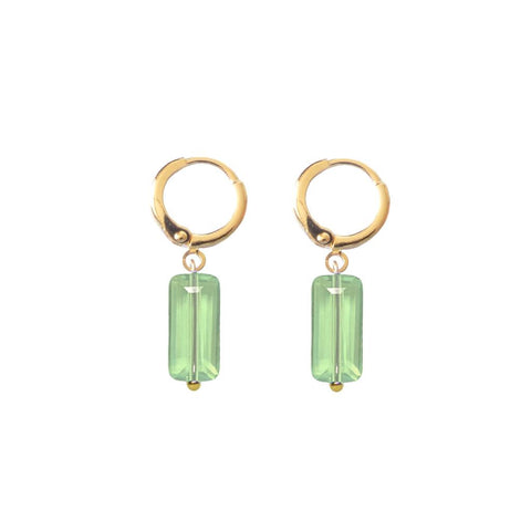 Last True Angel Lime Green Crystal Huggie Hoop Earrings