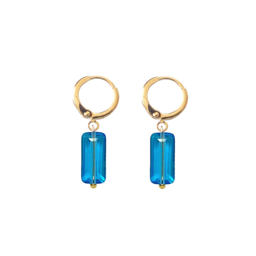 Last True Angel Turquoise Crystal Huggie Hoop Earrings