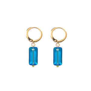 Last True Angel Turquoise Crystal Huggie Hoop Earrings