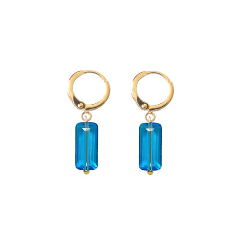 Last True Angel Turquoise Crystal Huggie Hoop Earrings
