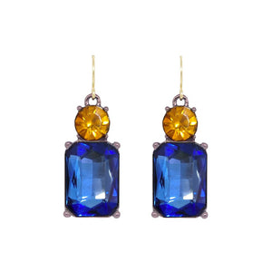 Last True Angel Royal Blue & Amber Crystal Gem Earrings
