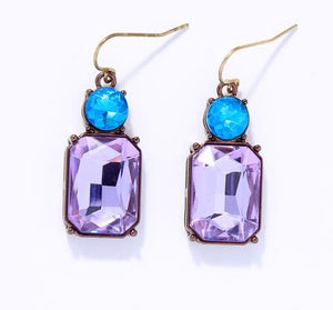 Last True Angel Lilac & Turquoise Crystal Gem Drop Earrings