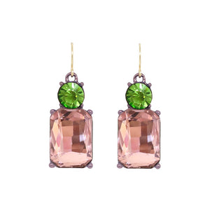 Last True Angel Blush Pink & Lime Crystal Gem Drop Earrings