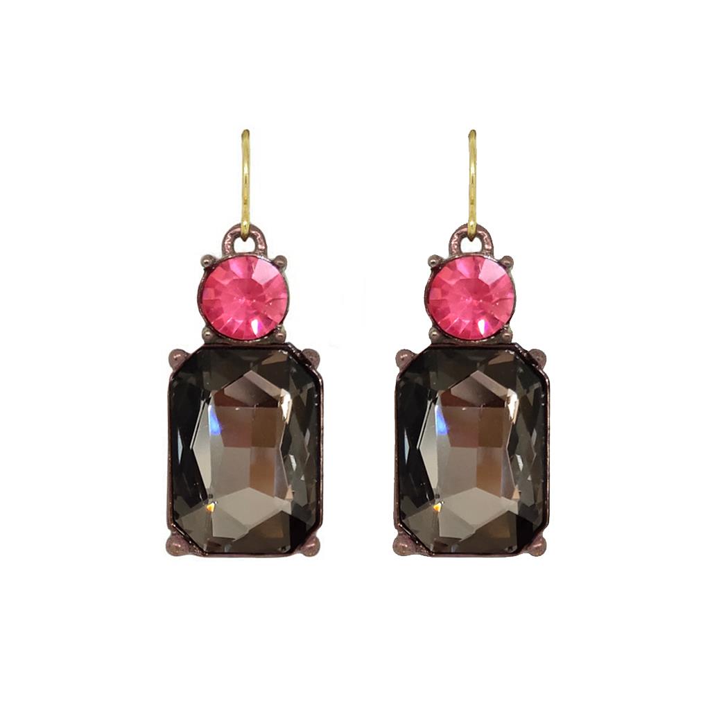 Last Tue Angel Slate Grey & Pink Drop Earrings