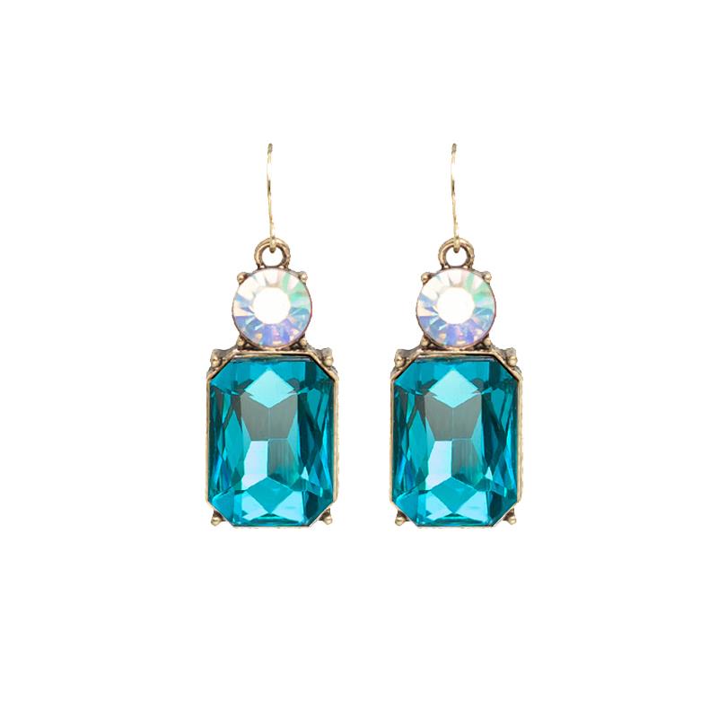 Last True Angel Turquoise & Aurora Borealis Crystal Drop Earrings