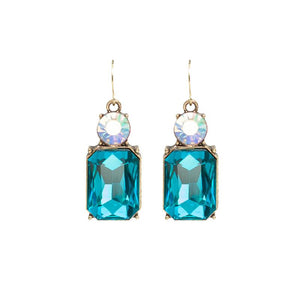 Last True Angel Turquoise & Aurora Borealis Crystal Drop Earrings