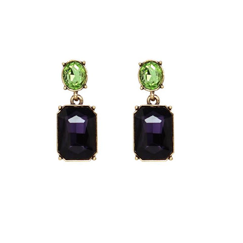 Last True Angel Purple Amethyst & Green Crystal Stud Earrings