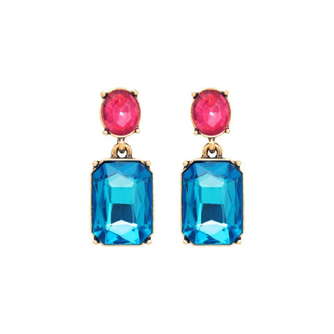 Last True Angel Bestselling Turquoise & Fuchsia Pink Crystal Stud Earrings