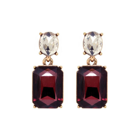 Last True Angel Bestselling Burgundy & Clear Crystal Stud Earrings