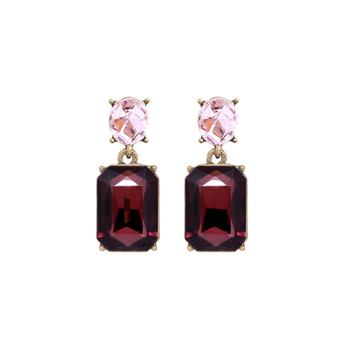 Last True Angel Bestselling Burgundy & Pale Pink Crystal Stud Earrings