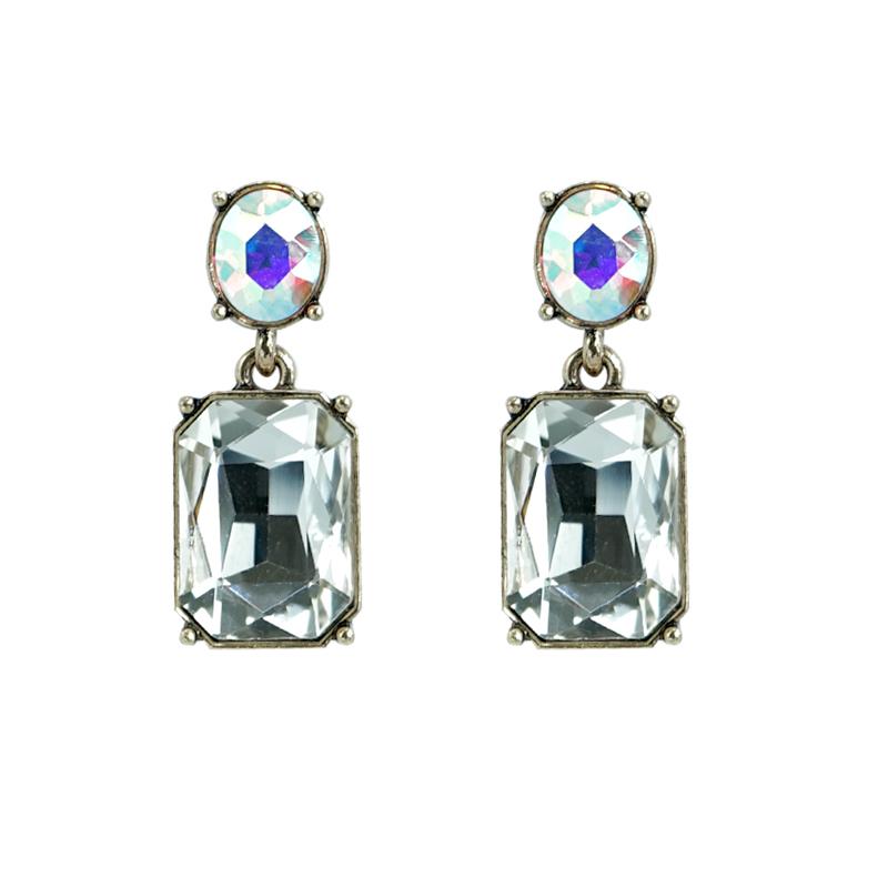 Last True Angel Clear & Aurora Borealis Stud Crystal Earrings