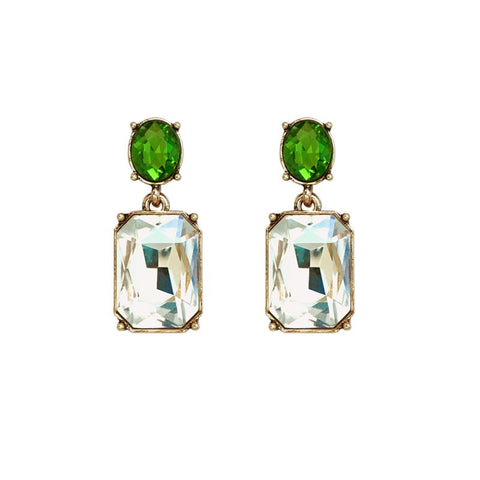 Last True Angel Clear & Green Crystal Stud Earrings